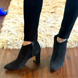 Manolo Blahnik suede block heel bootie, 39